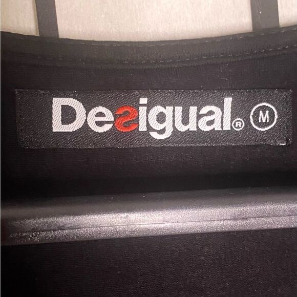 Desigual Black Dress with White Floral Patterns and Crystal embellishments - Picture 2 of 9